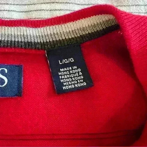 Chaps v-neck sweater vest red on red knit stripes - Picture 4 of 5